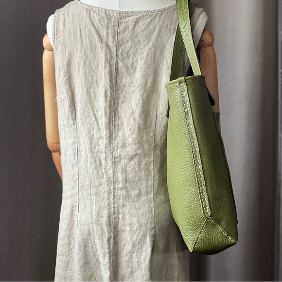 Handmade Green Leather Tote Bag - Picture 2 of 6